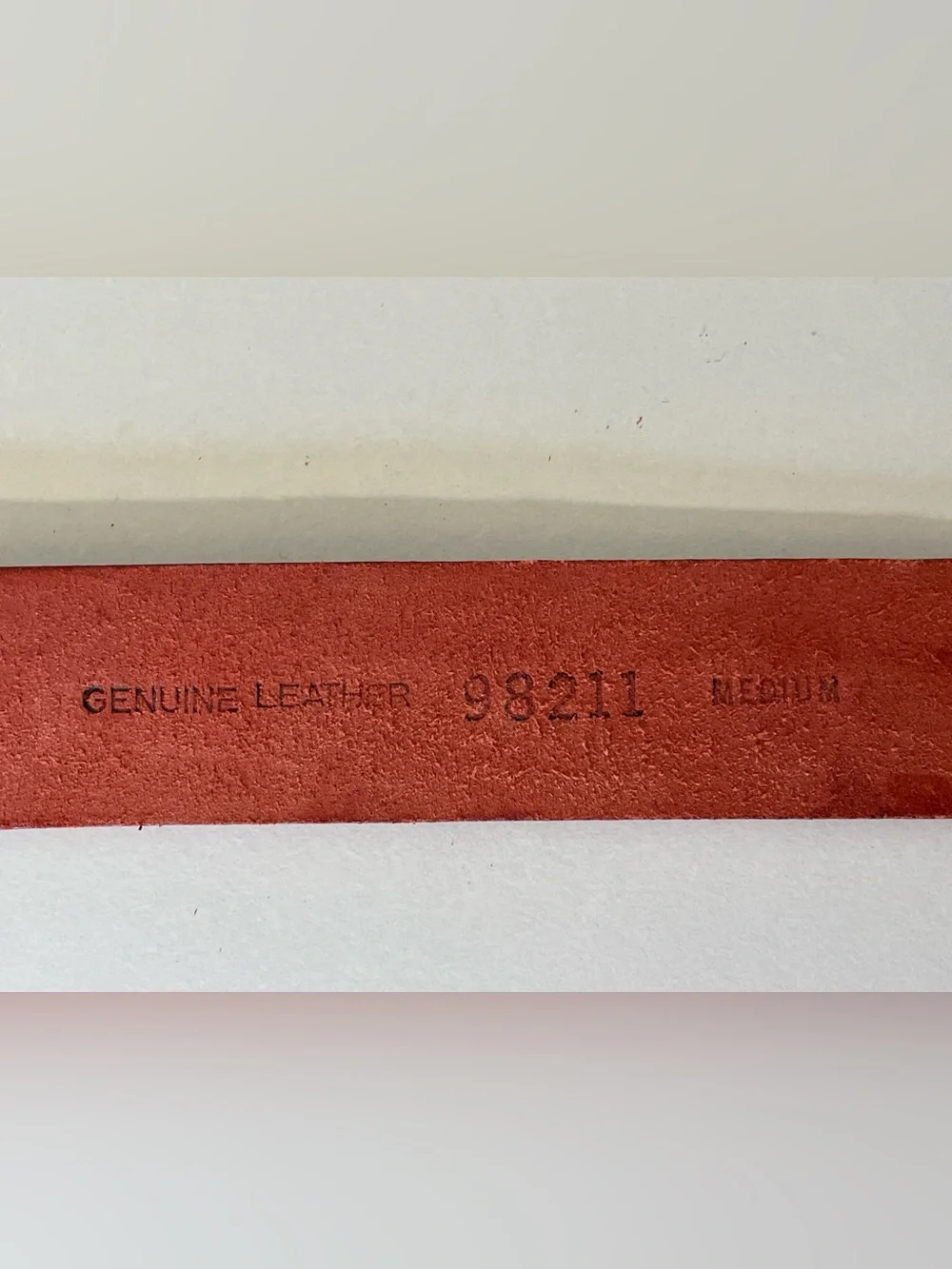 Vintage Men's Red Leather Belt with‎ Antique Brass Buckle Size M